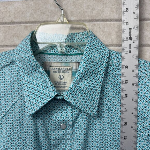 Panhandle Rough Stock Excellent Western Shirt Men’s L Blue Micro Print - Picture 7 of 9